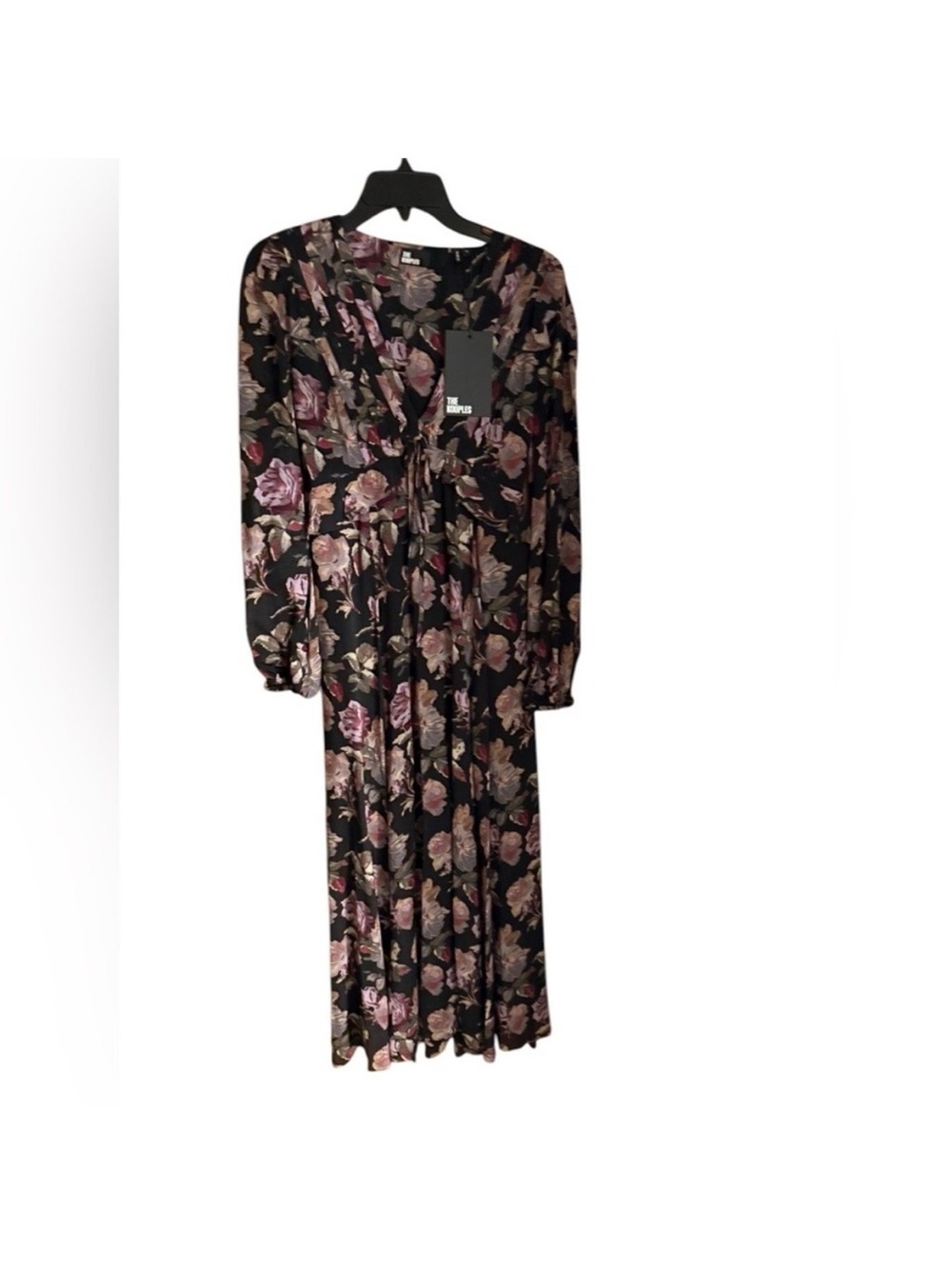 The Kooples Black Floral V-Neck Long Sleeve Dress